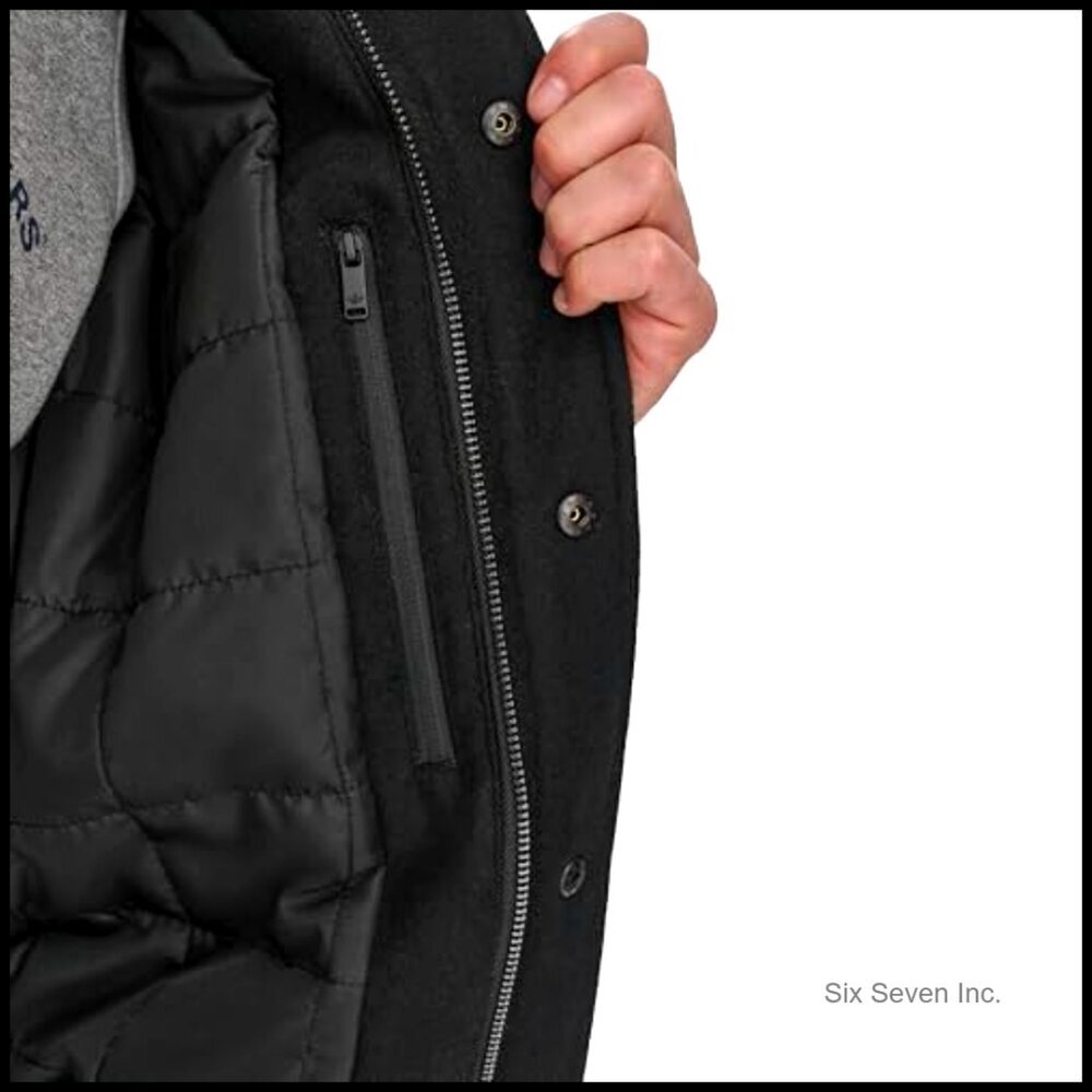 Varsity Bomber Jacket Mixed Media Faux Leather Wool Blend Retro Classic - Picture 5 of 7